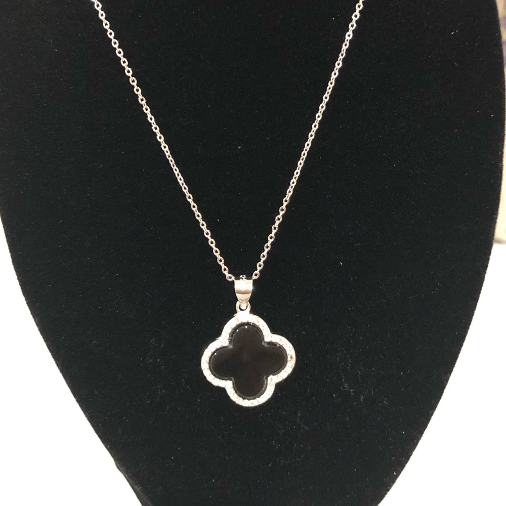 Emerald black jade 925 silver pendant &necklace